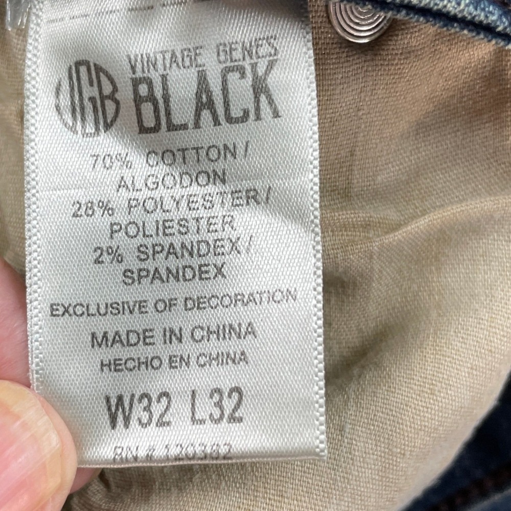 Vintage Genes Black Men's Slim Fit Jeans Blue Medium Wash Stretch 33x32 Casual - Picture 5 of 16